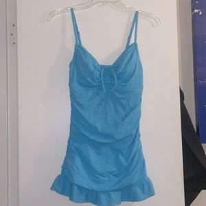 Retro Ruched Skirt Swimsuit